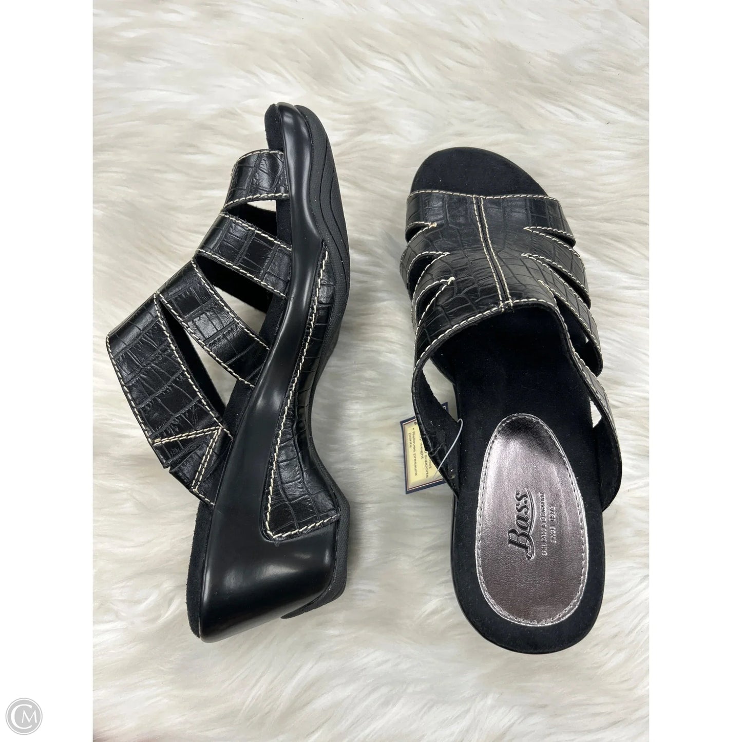 Sandals Heels Wedge By Bass In Black, Size: 9