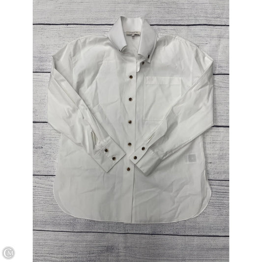 Top Long Sleeve Designer By Lafayette 148 In White, Size: S
