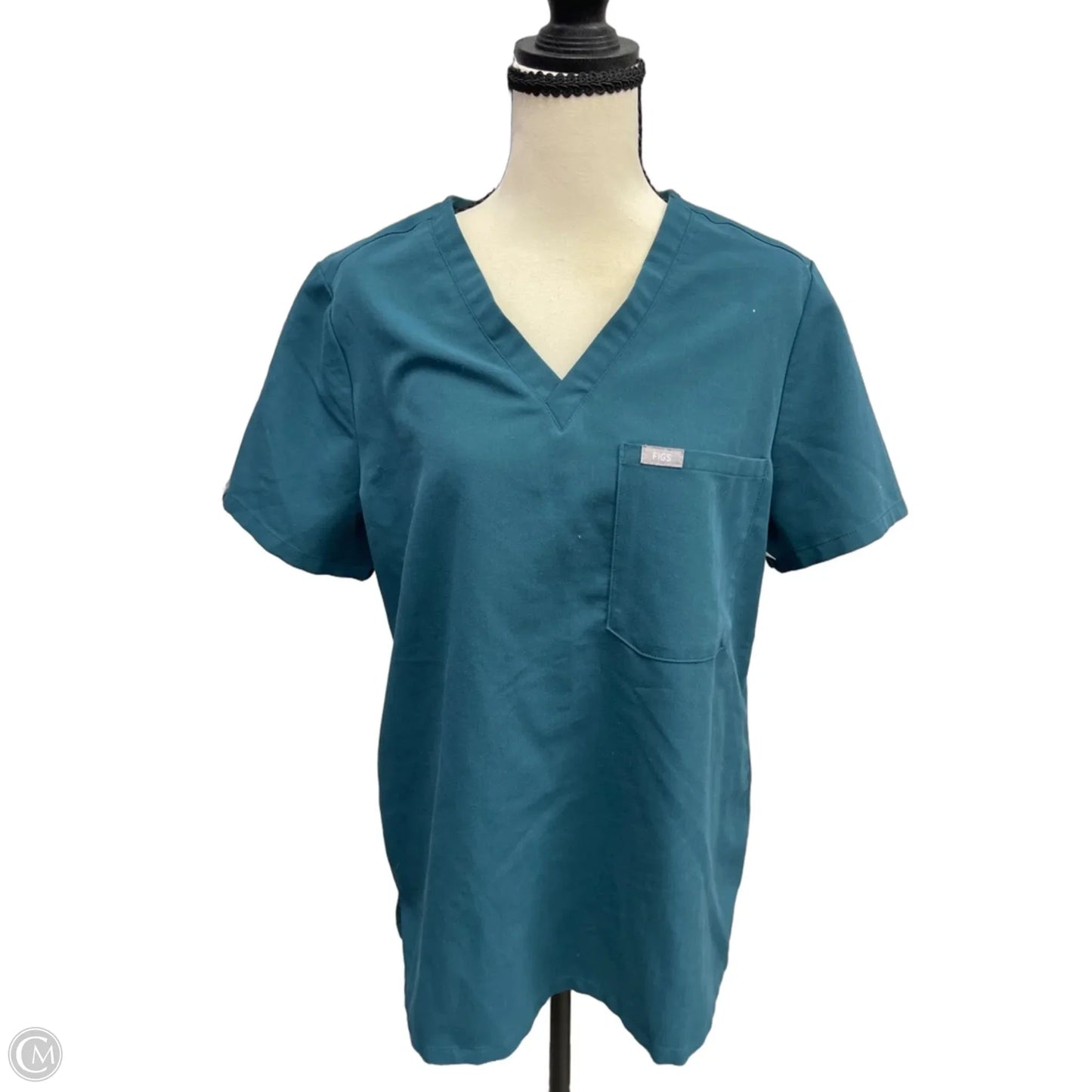 Top Short Sleeve By Figs In Teal, Size: M