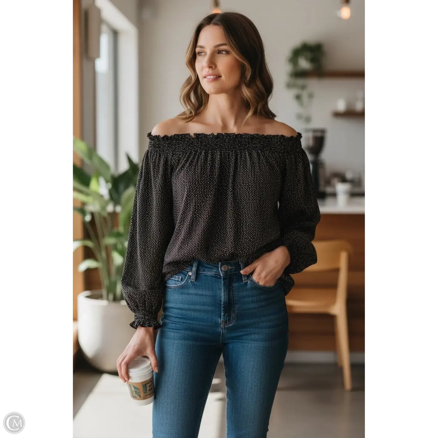 Top Long Sleeve By White House Black Market In Black, Size: M