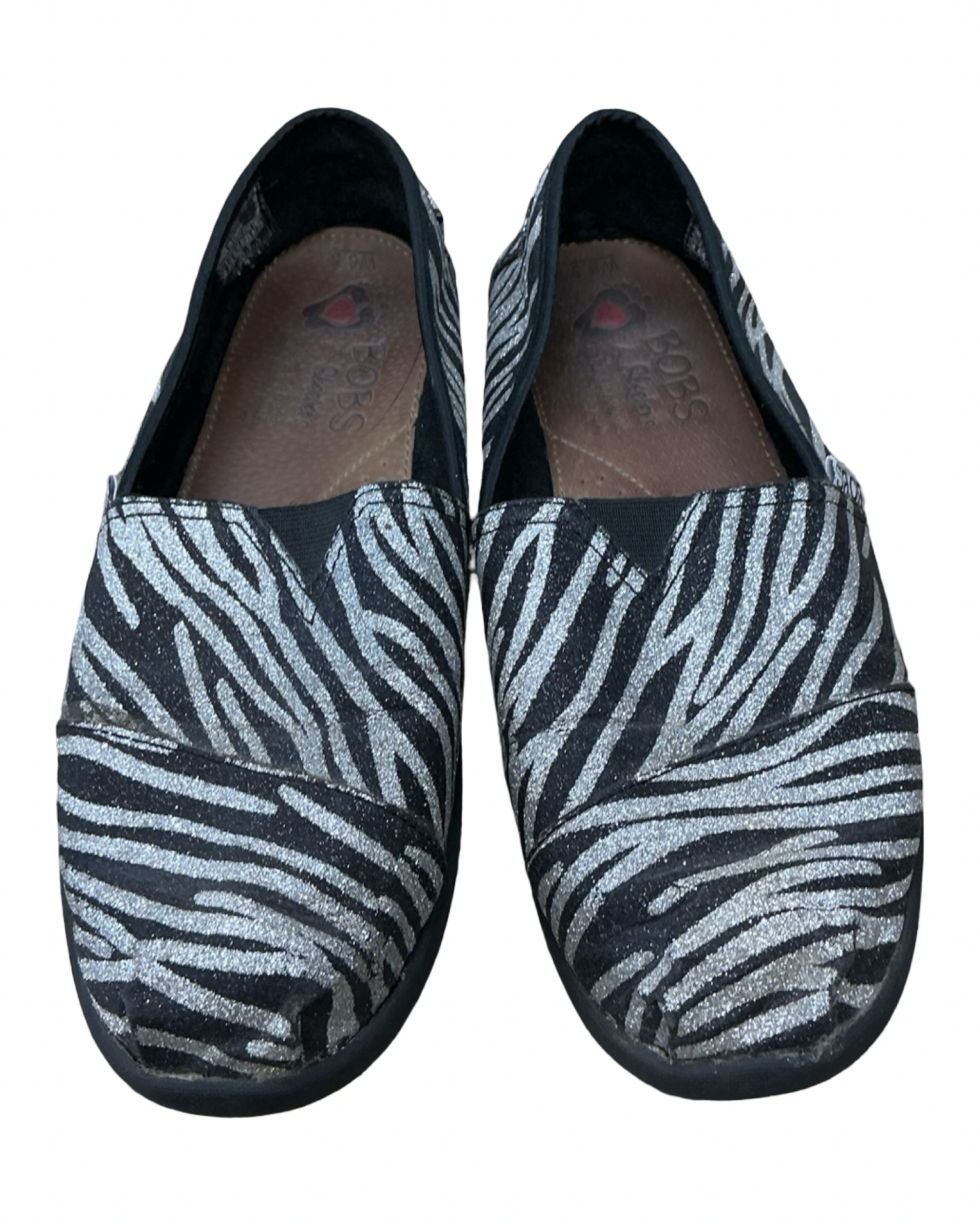 Shoes Flats By Bobs In Black & Silver, Size:8.5