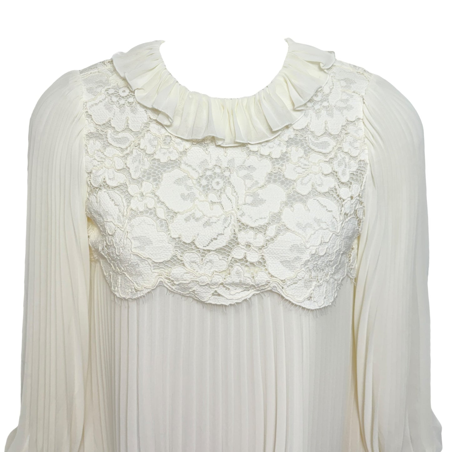 Broderie Anglaise Pleated Mini Dress By Alberta Ferretti X Philosophy di Lorenzo Serafini In Cream, Size: 6