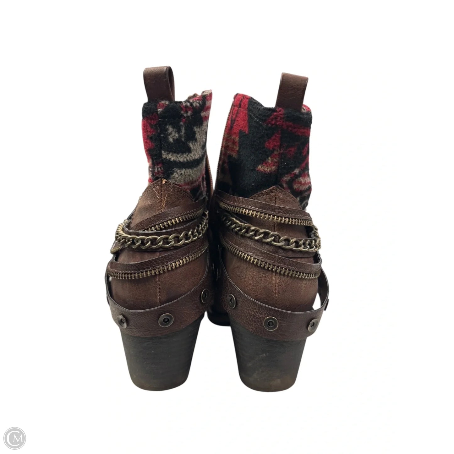 Boots Ankle Heels By Clothes Mentor In Brown, Size: 9.5