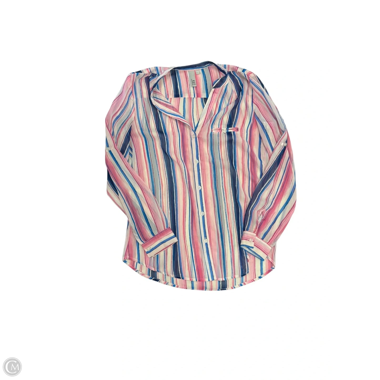 Blouse Long Sleeve By Kut In Blue & Pink, Size: Xs