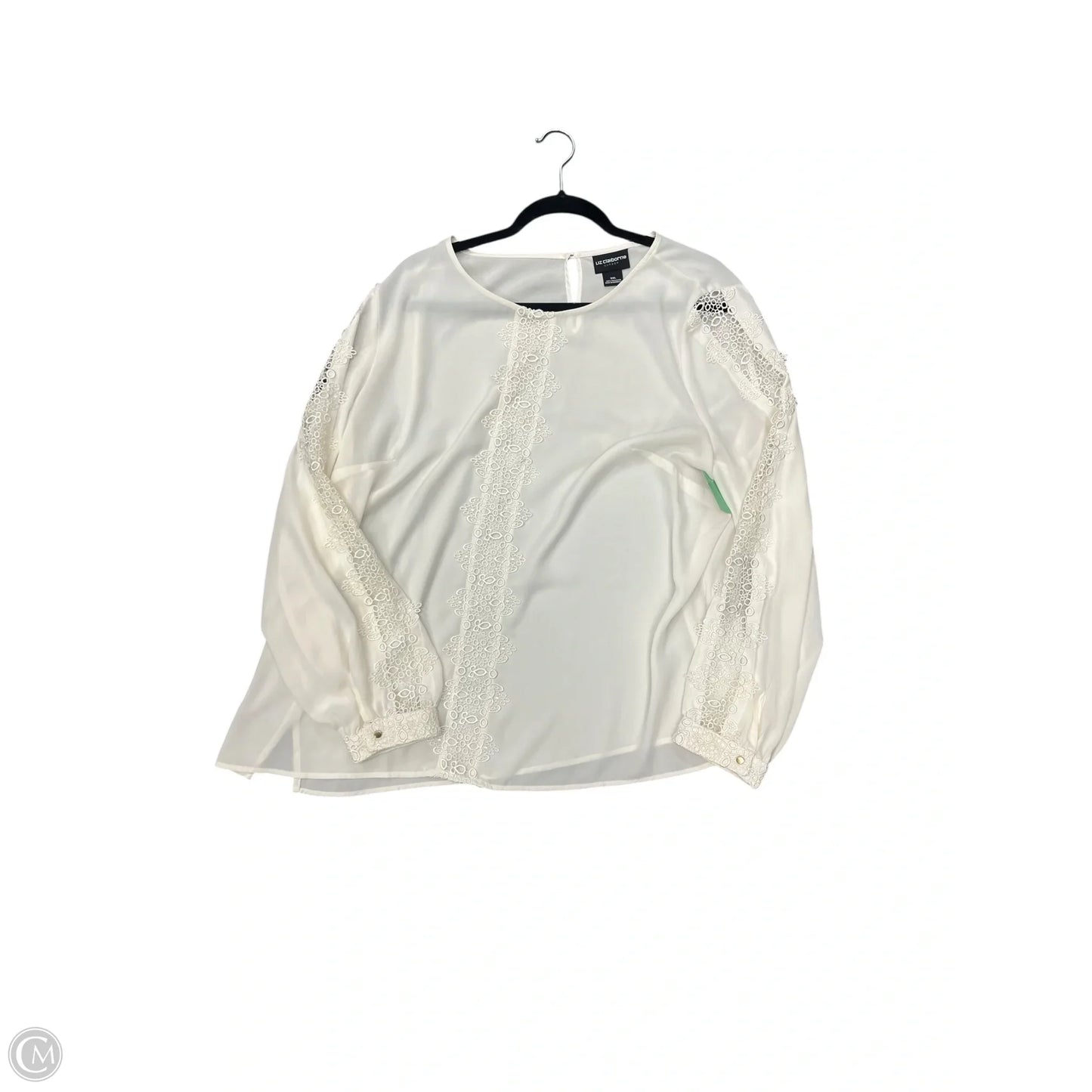 Blouse Long Sleeve By Liz Claiborne In Cream, Size: Xxl