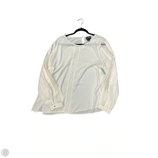 Blouse Long Sleeve By Liz Claiborne In Cream, Size: Xxl