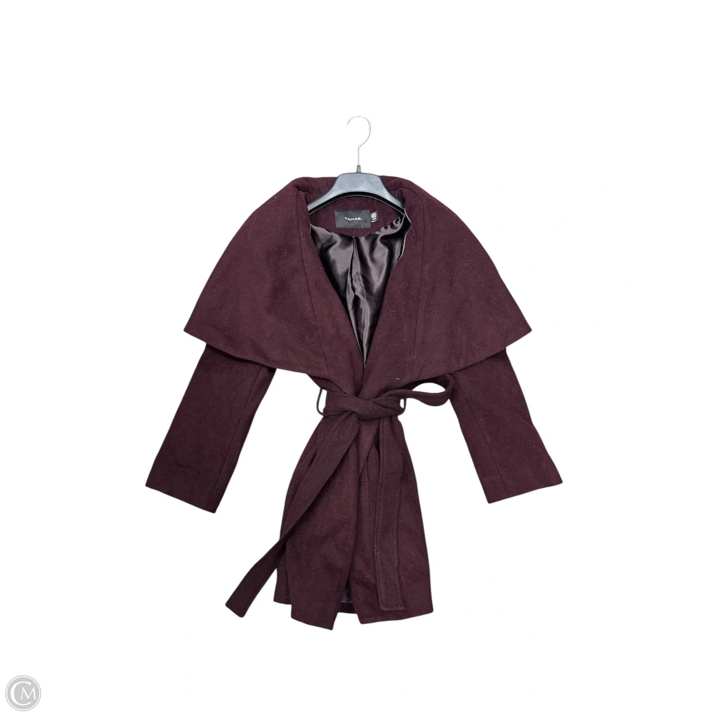 Coat Peacoat By Tahari By Arthur Levine In Maroon, Size: S