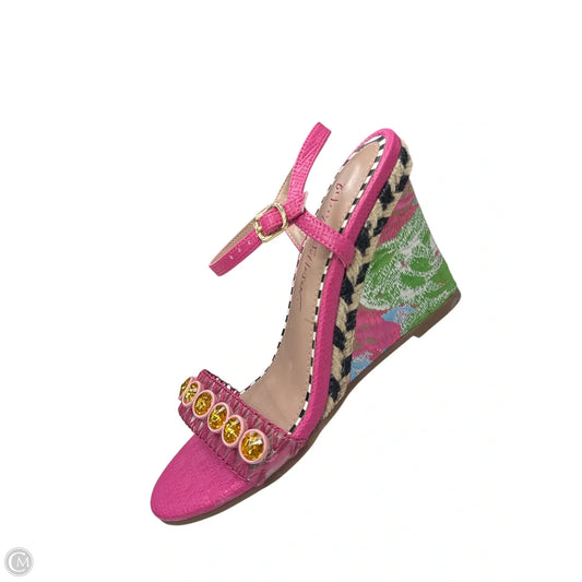 Shoes Heels Wedge By Betsey Johnson In Pink, Size: 6.5