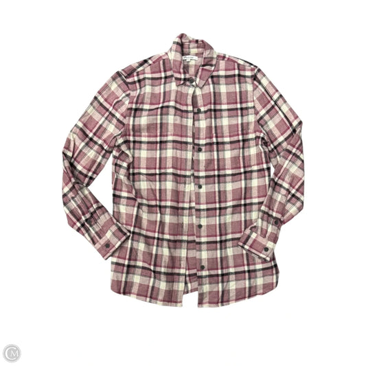 Blouse Long Sleeve By Madewell In Plaid Pattern, Size: S