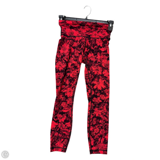 Athletic Leggings By Lululemon In Black & Red, Size: 4