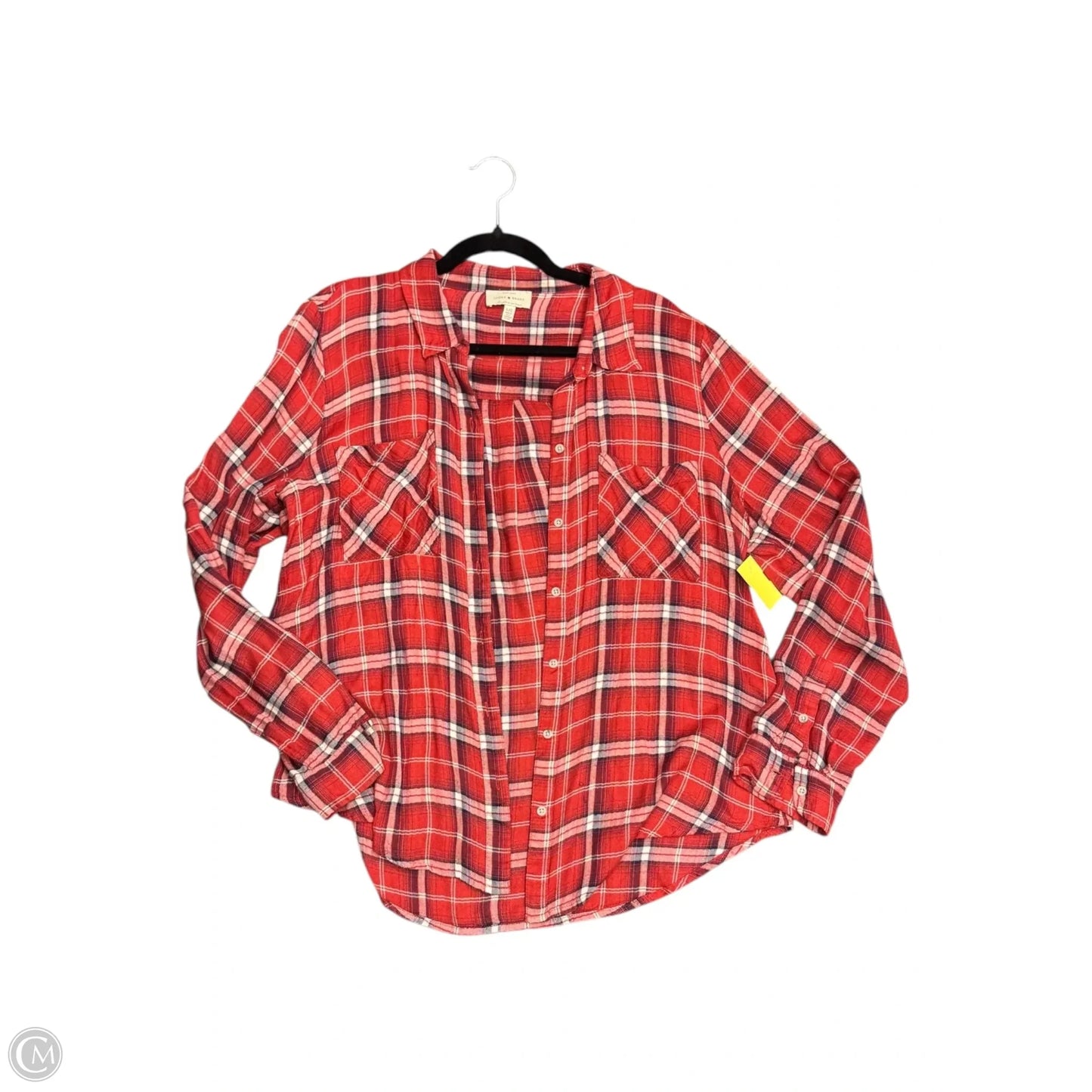 Blouse Long Sleeve By Lucky Brand In Red, Size: L
