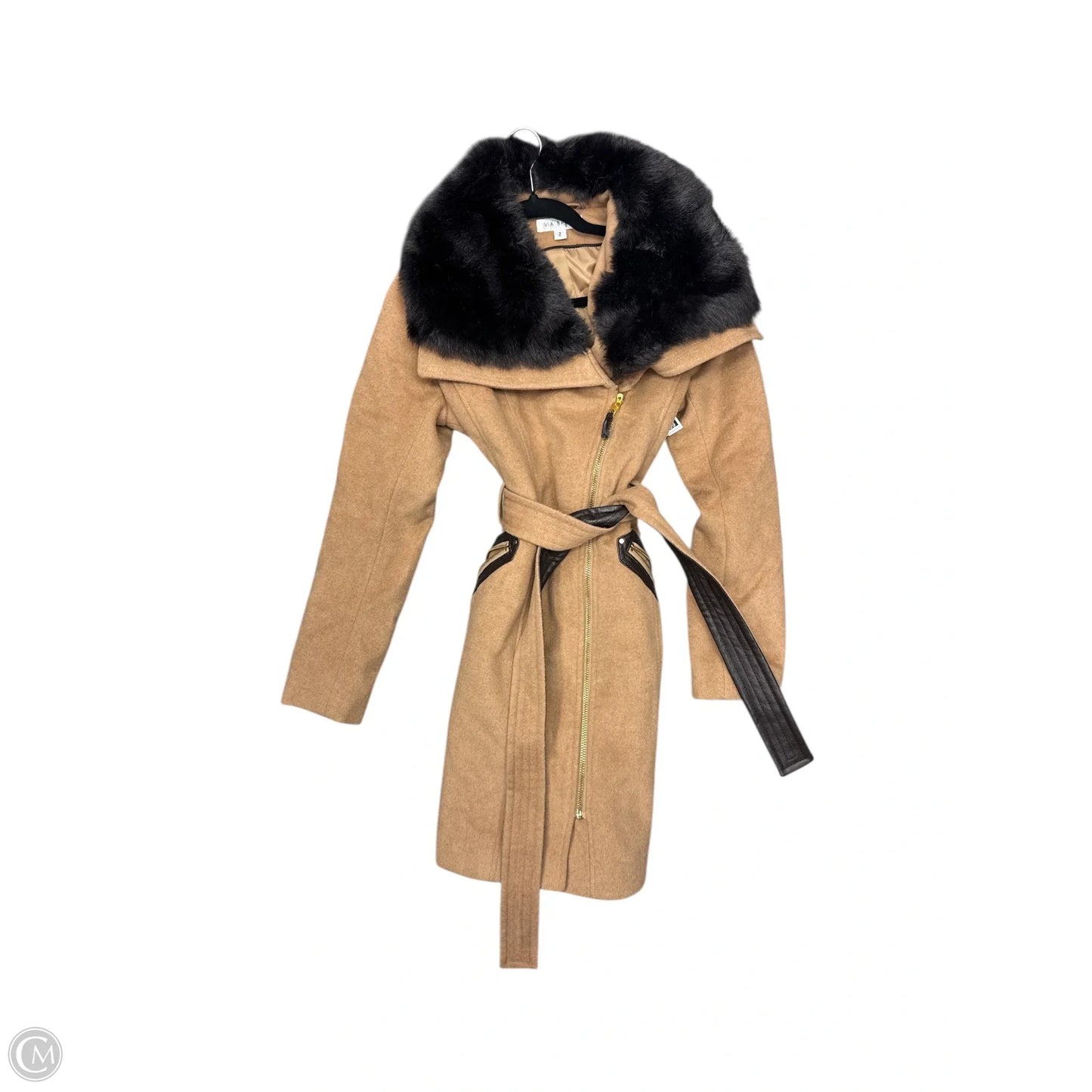 Coat Peacoat By Via Spiga In Tan, Size: 2