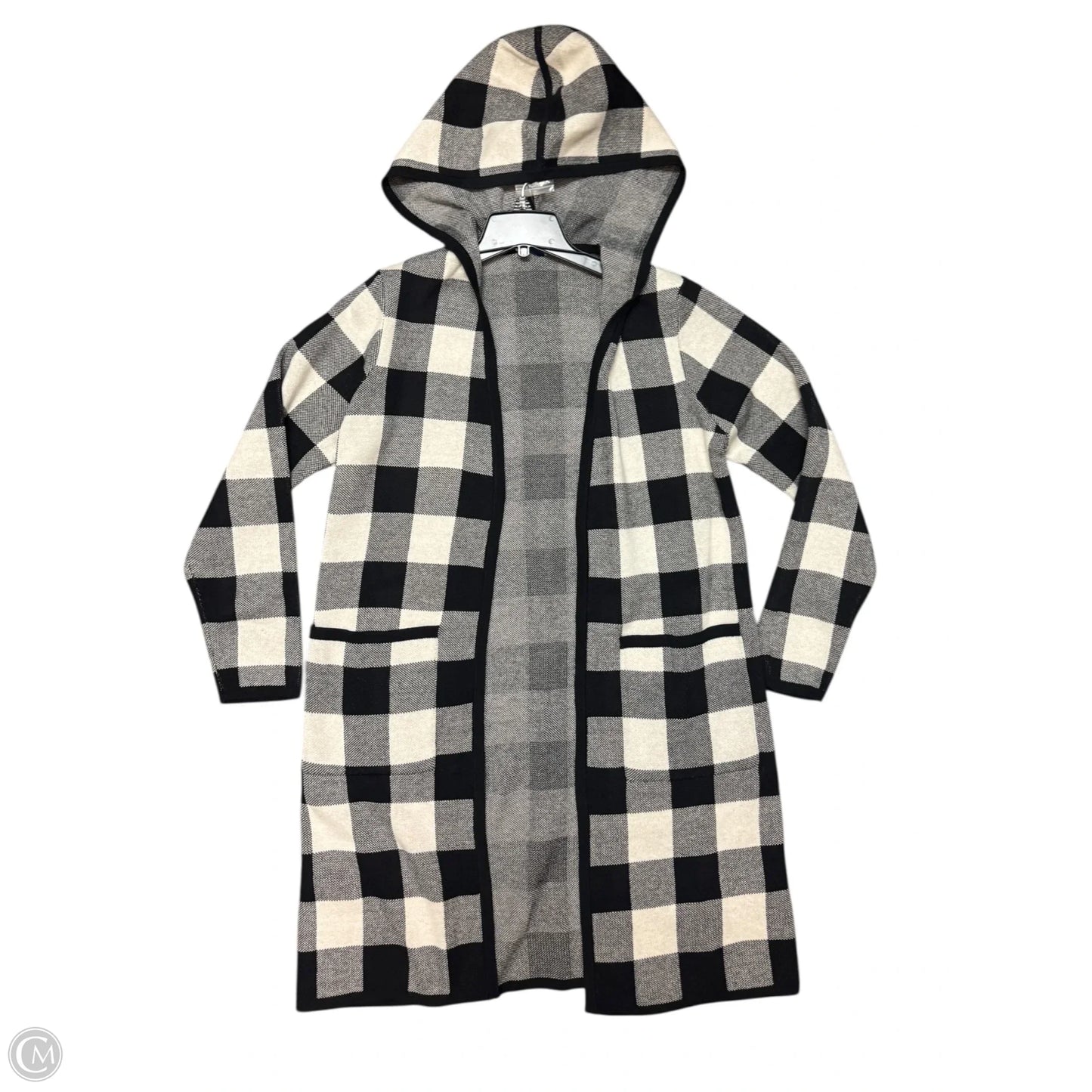 Sweater Cardigan By Denim And Company In Black & White, Size: M