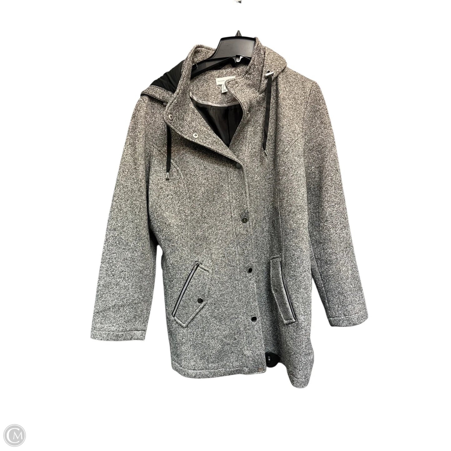 Coat Peacoat By Susan Graver In Black & Grey, Size: L