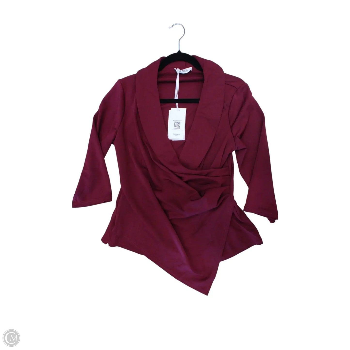 Blouse 3/4 Sleeve By Grace + Karma In Maroon, Size: L
