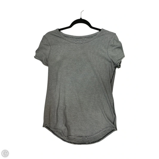Athletic Top Short Sleeve By Lululemon In Black & White, Size: 6