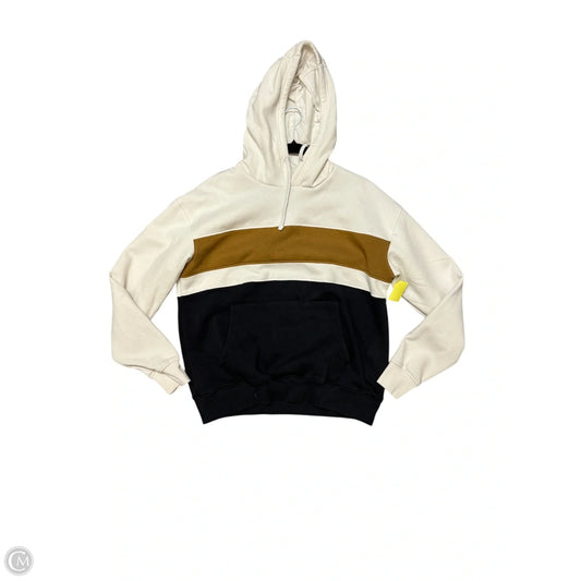 Sweatshirt Hoodie By Clothes Mentor In Brown & Cream, Size: L