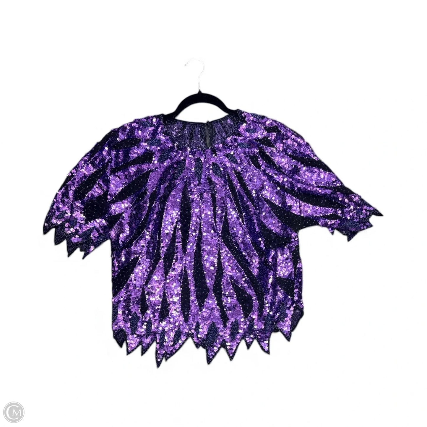 Top Short Sleeve By Cma In Black & Purple, Size: L