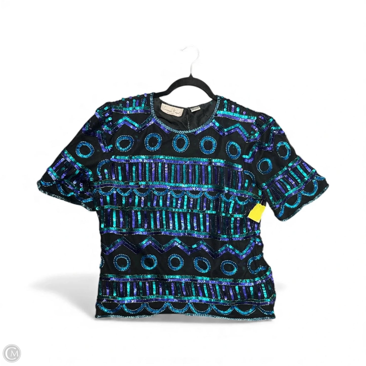 Top Short Sleeve By Cma In Black & Blue, Size: L