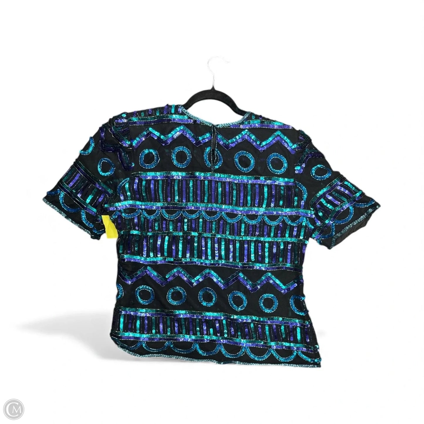 Top Short Sleeve By Cma In Black & Blue, Size: L