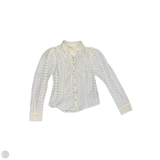 Blouse Long Sleeve By Anthropologie In White, Size: Xs