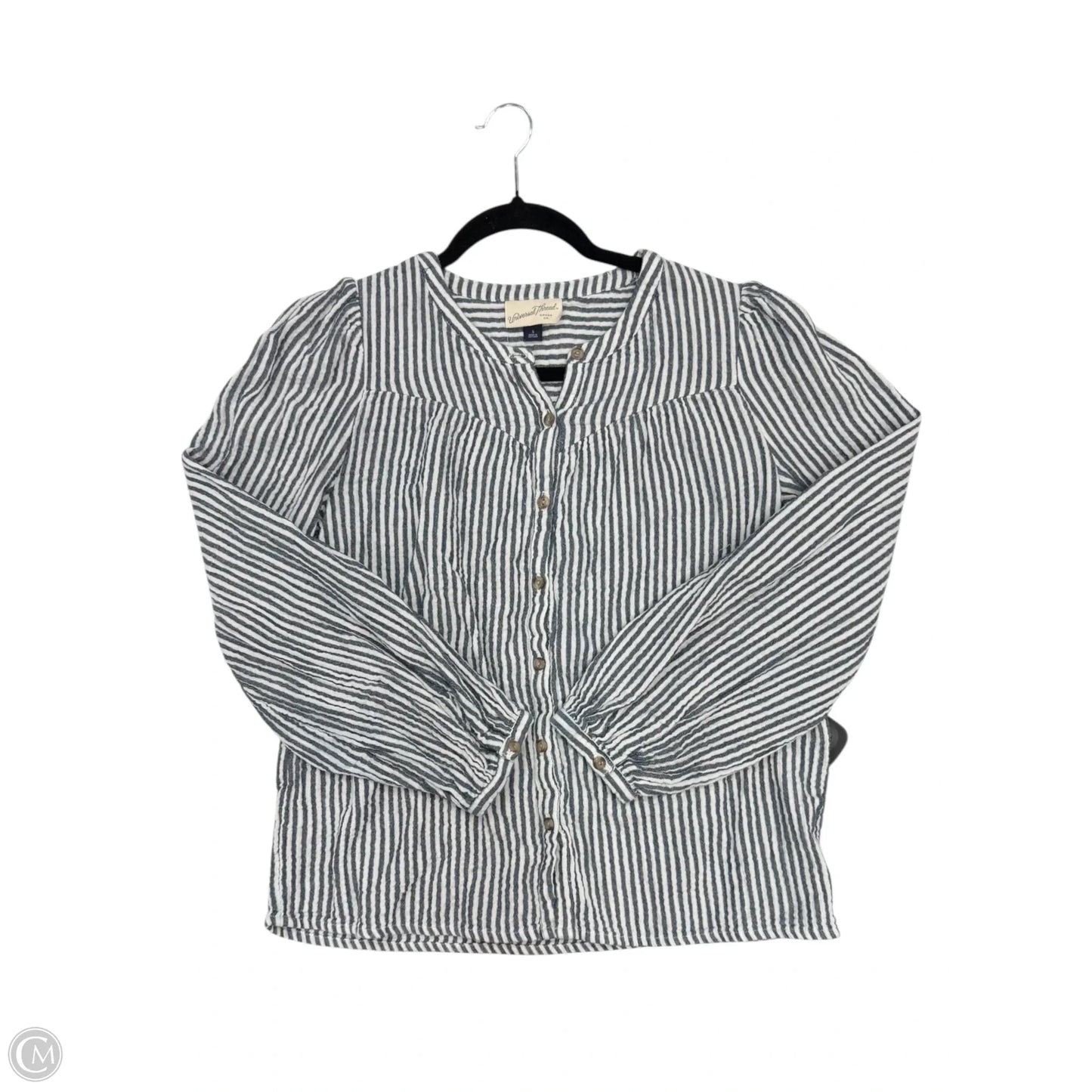 Top Long Sleeve By Universal Thread In Grey & White, Size: S