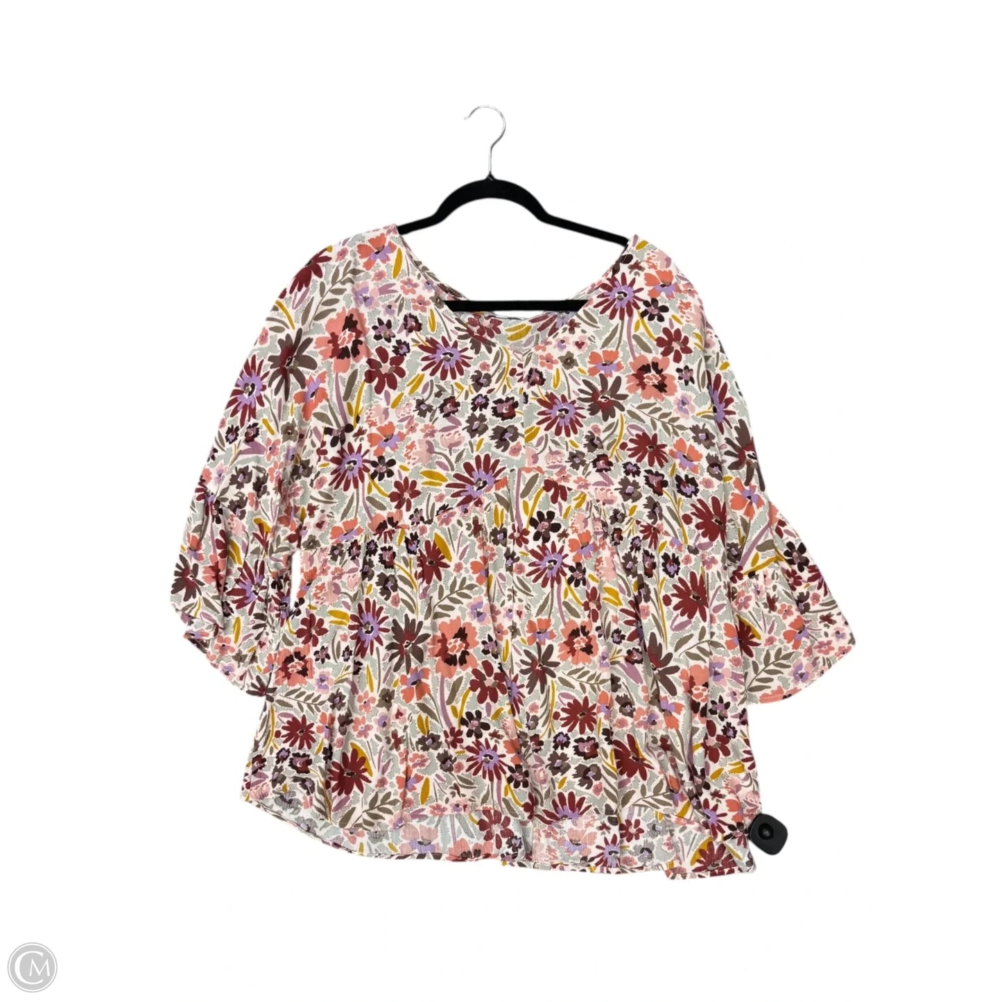 Top Short Sleeve By Andree By Unit In Floral Print, Size: 1x
