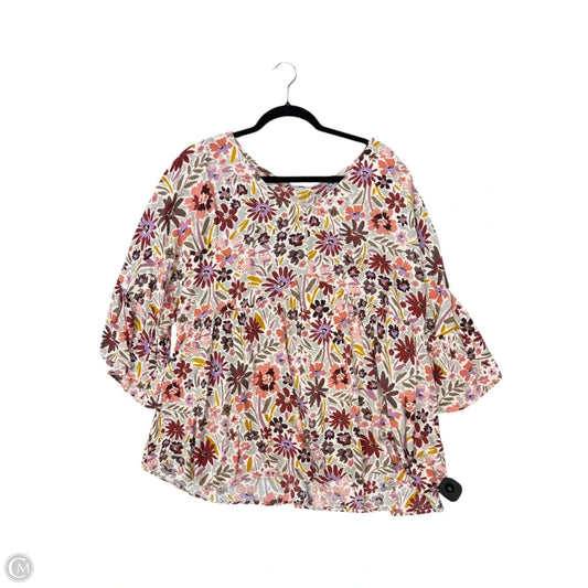 Top Short Sleeve By Andree By Unit In Floral Print, Size: 1x