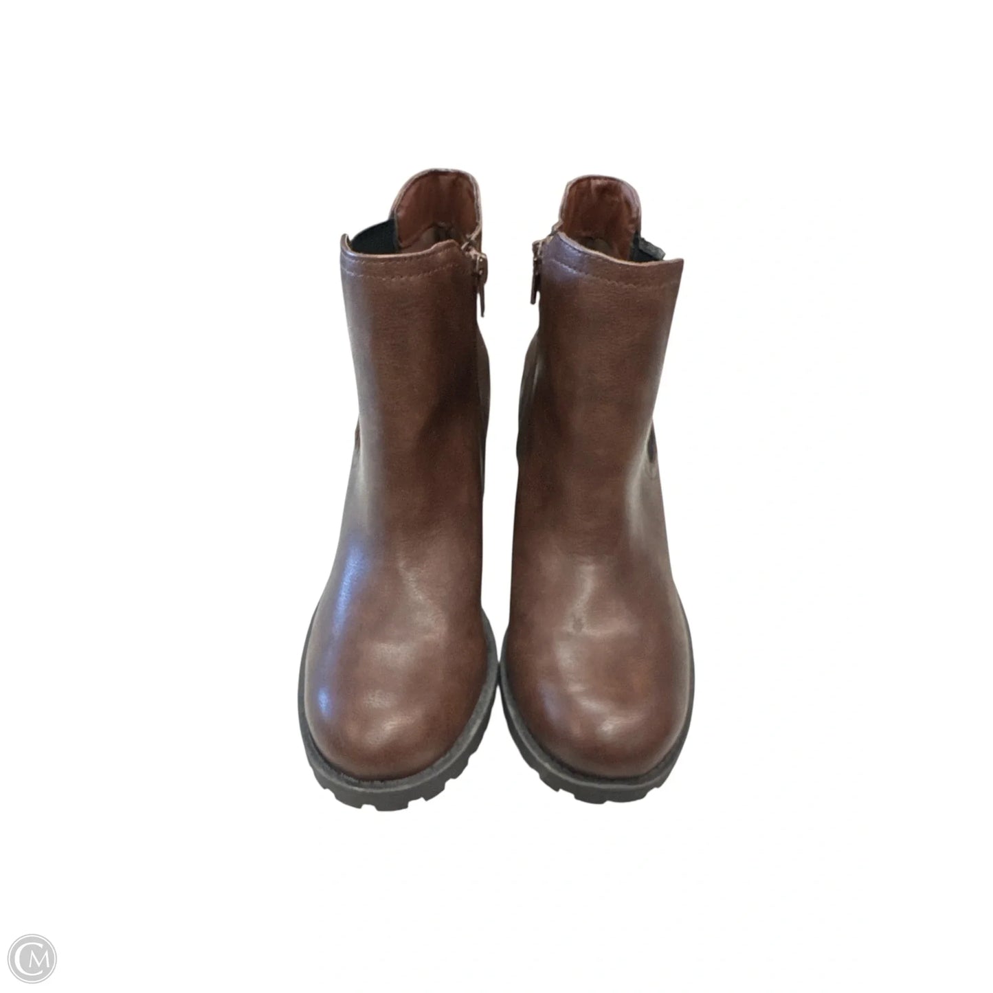 Boots Ankle Heels By Clothes Mentor In Brown, Size: 9.5