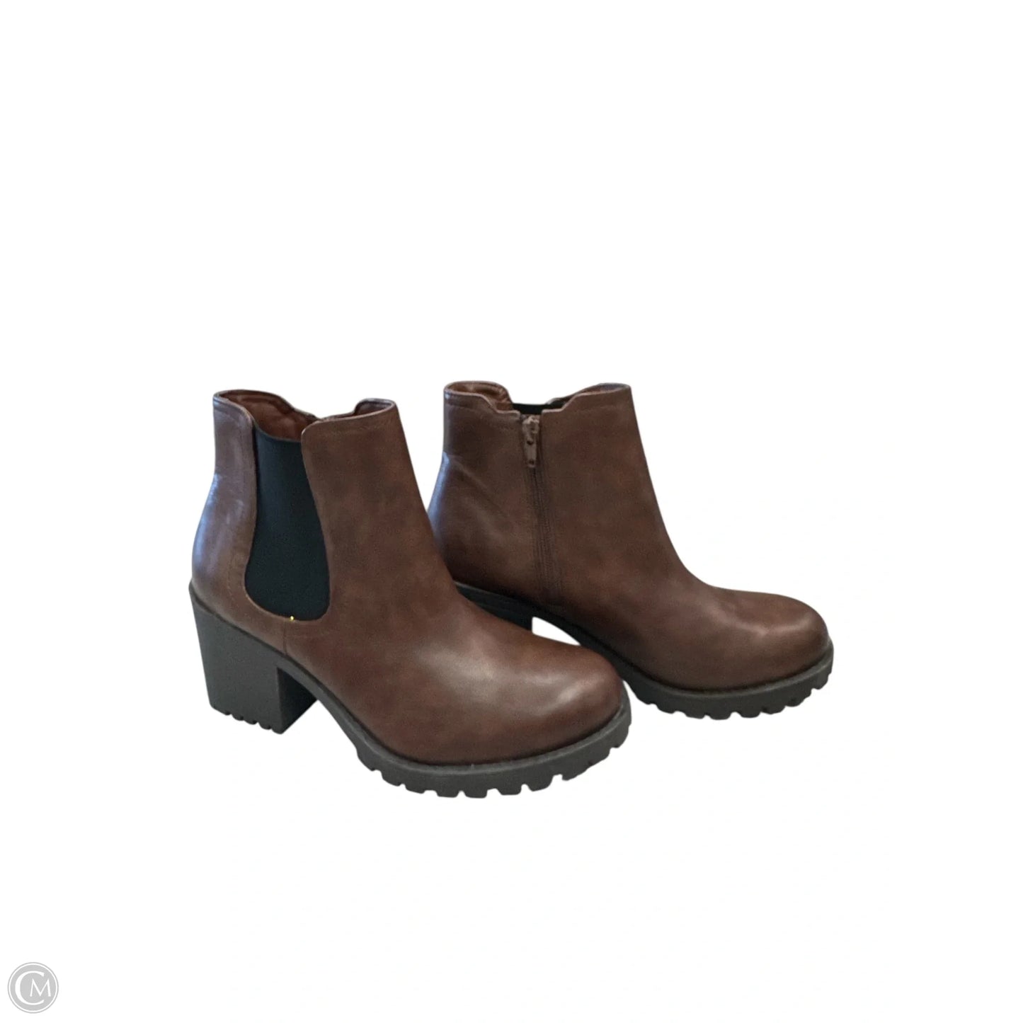 Boots Ankle Heels By Clothes Mentor In Brown, Size: 9.5