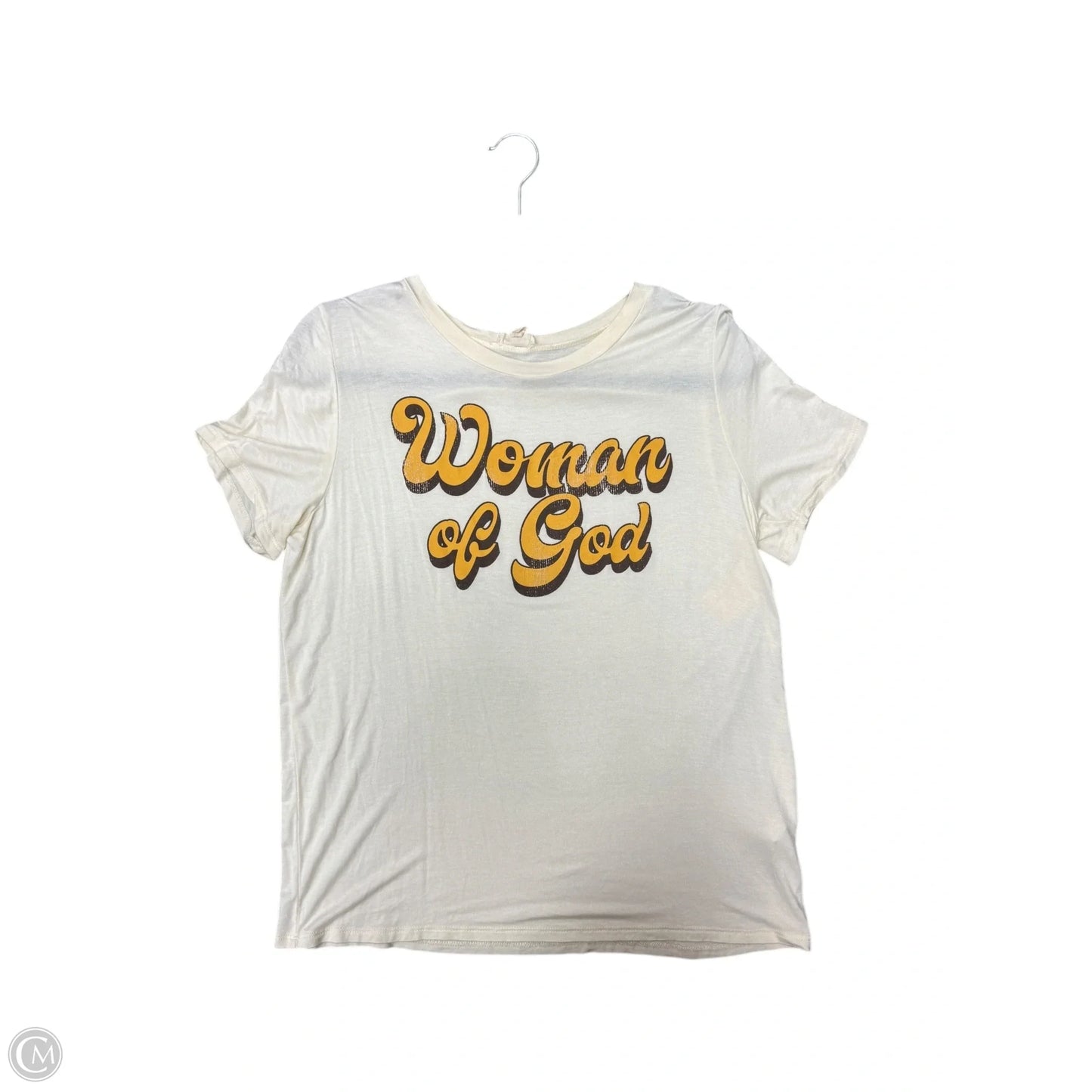 Top Short Sleeve By Hem & Thread In Cream, Size: M