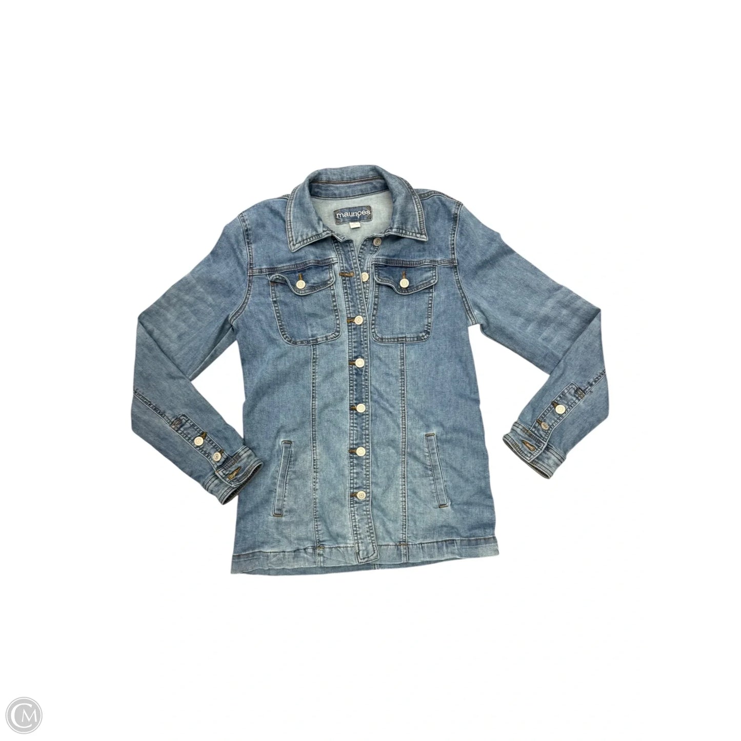 Jacket Shirt By Maurices In Blue Denim, Size: S