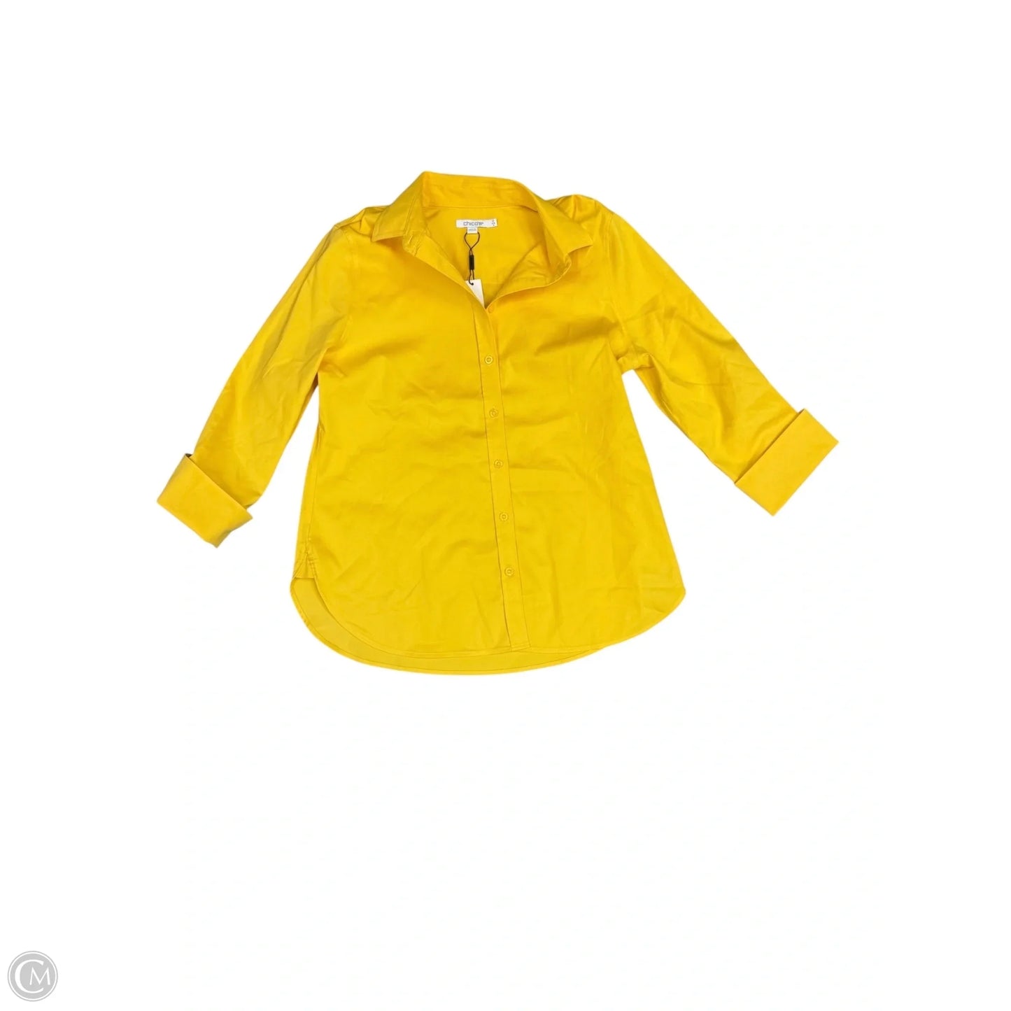 Blouse 3/4 Sleeve By Chicos In Yellow, Size: S