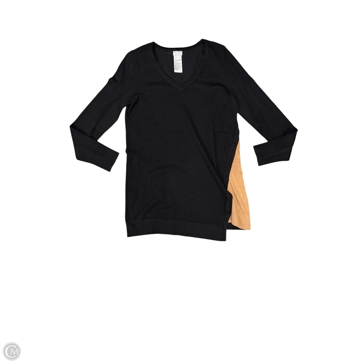 Sweater By Chicos In Black & Tan, Size: S