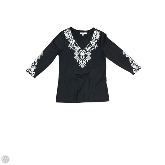 Top 3/4 Sleeve By Chicos In Black & White, Size: S