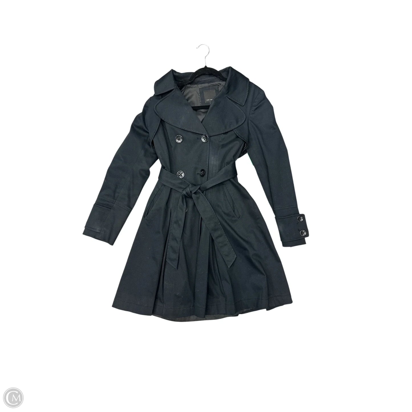 Coat Trench Coat By Clothes Mentor In Black, Size: M
