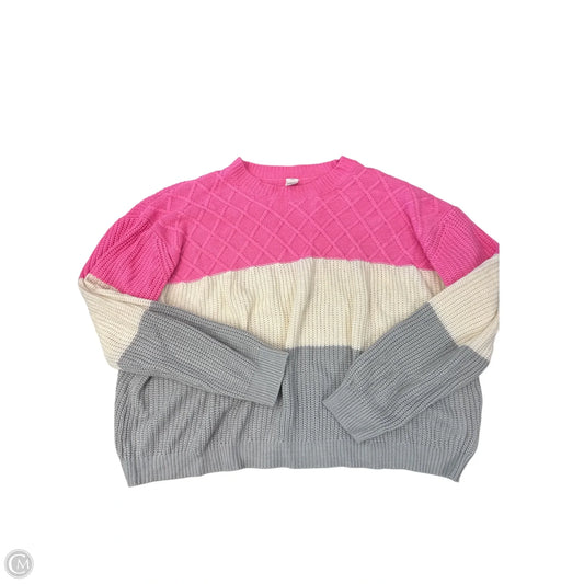 Sweater By Sew In Love In Cream & Pink, Size: 3x