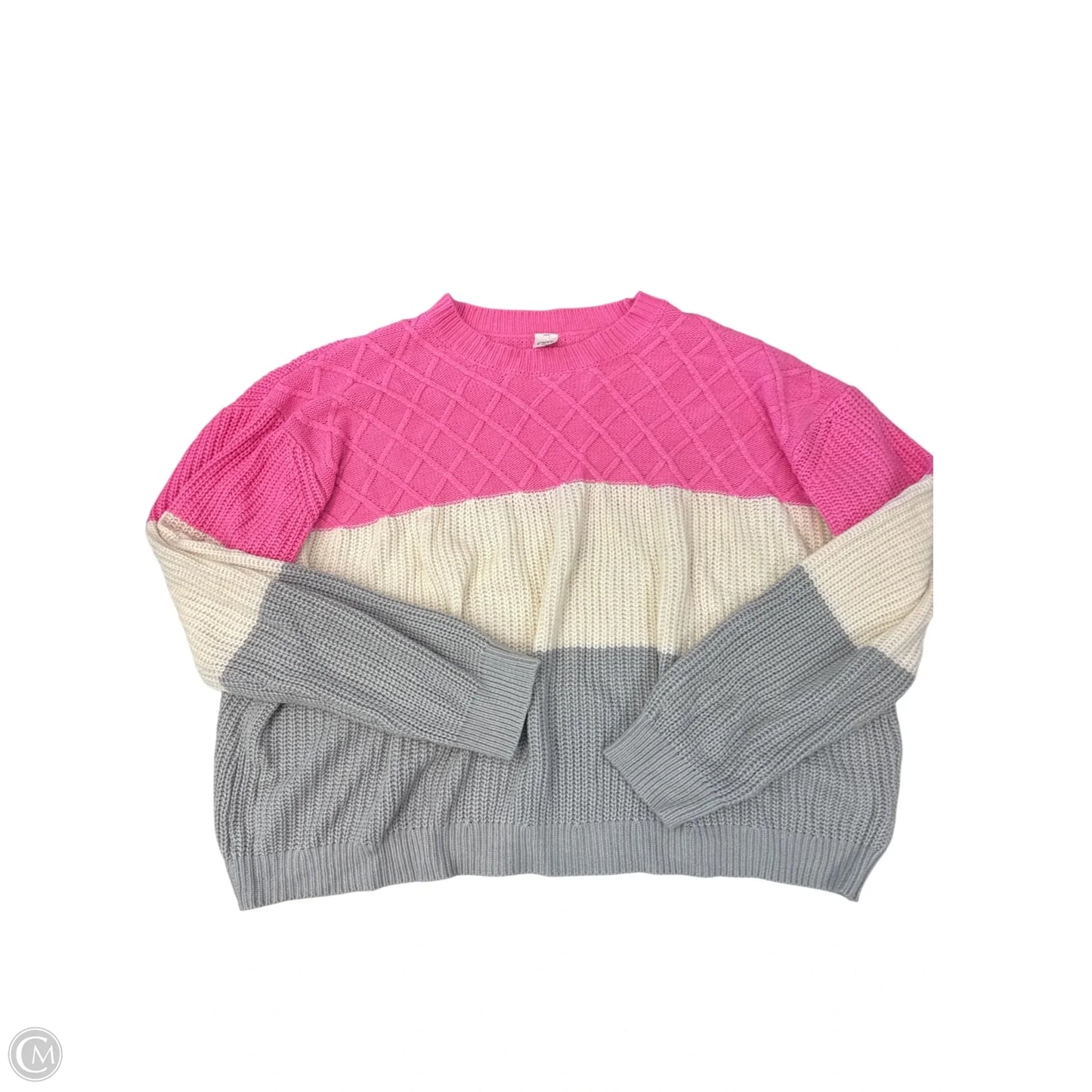 Sweater By Sew In Love In Cream & Pink, Size: 3x