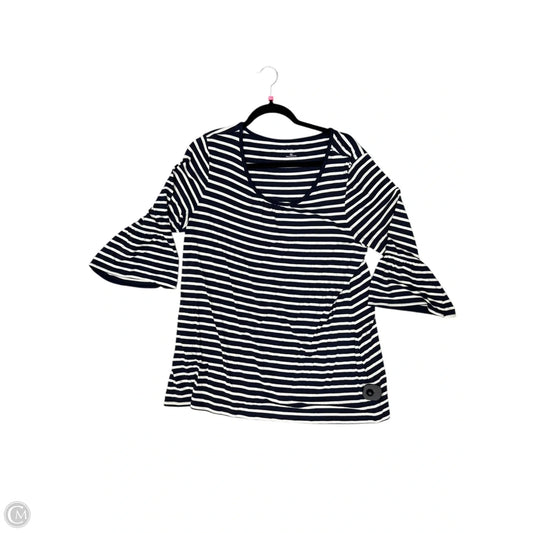 Top 3/4 Sleeve By Croft And Barrow In Blue & White, Size: Xl