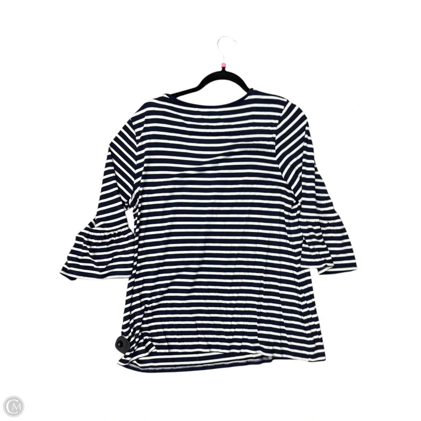 Top 3/4 Sleeve By Croft And Barrow In Blue & White, Size: Xl