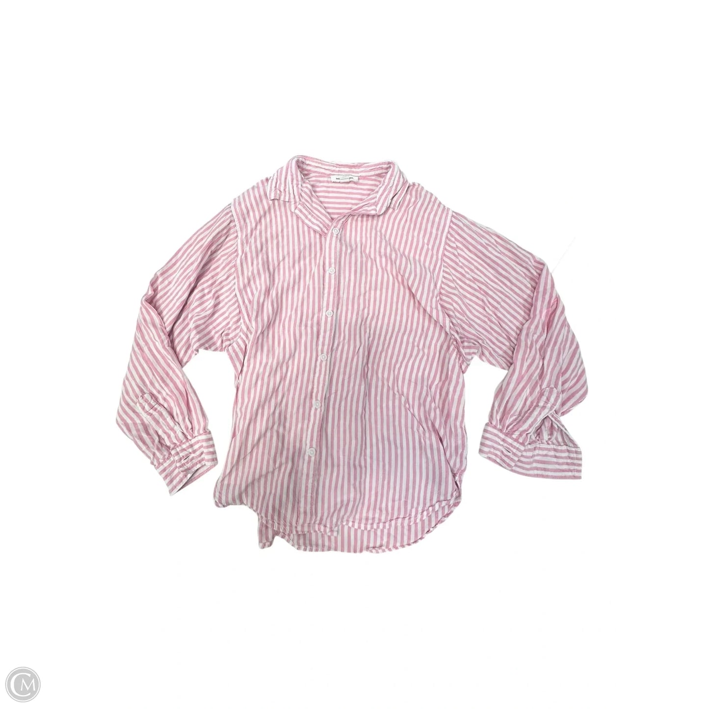 Blouse Long Sleeve By Beachlunchlounge In Pink & White, Size: M