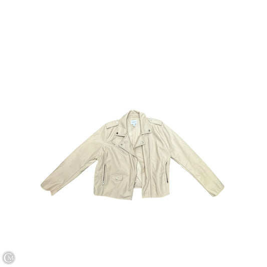 Jacket Moto Leather By Nine West In Tan, Size: Xl