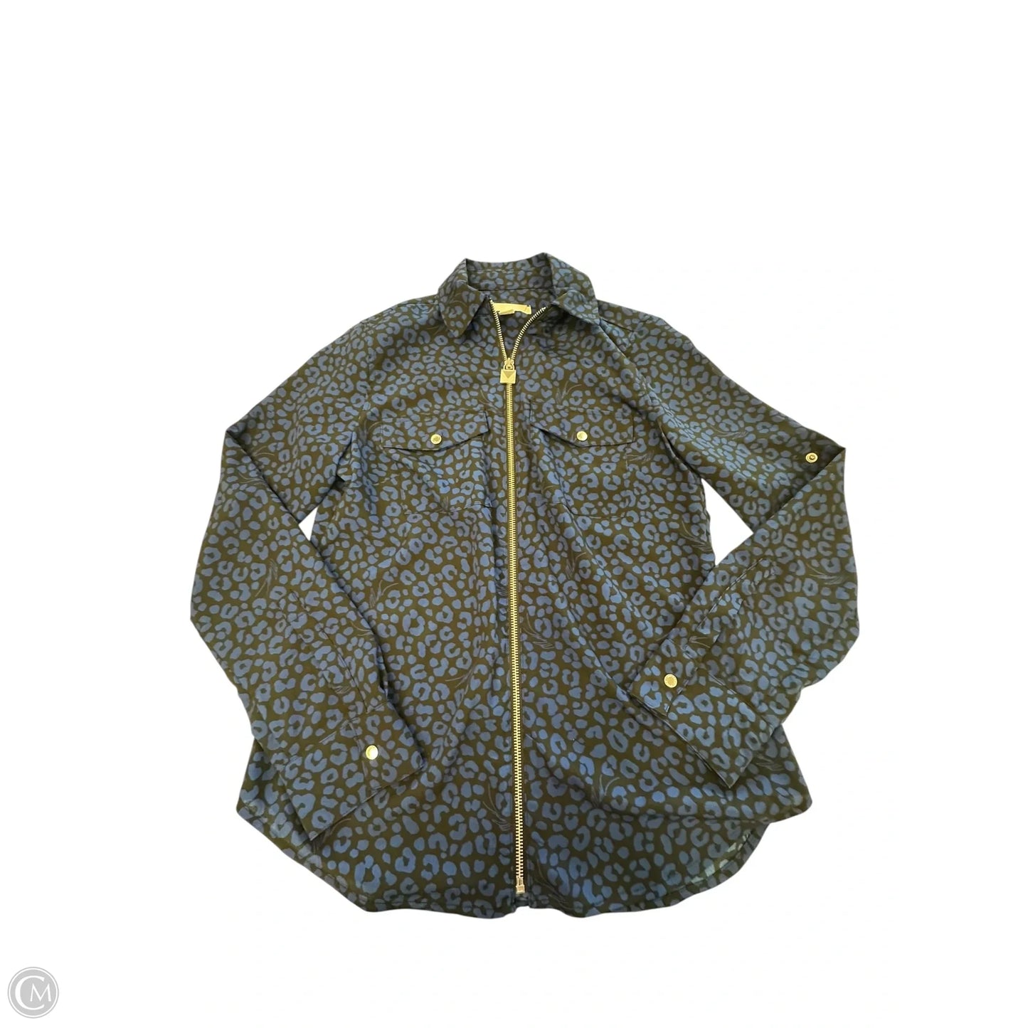 Blouse Long Sleeve By Michael By Michael Kors In Black & Blue, Size: S