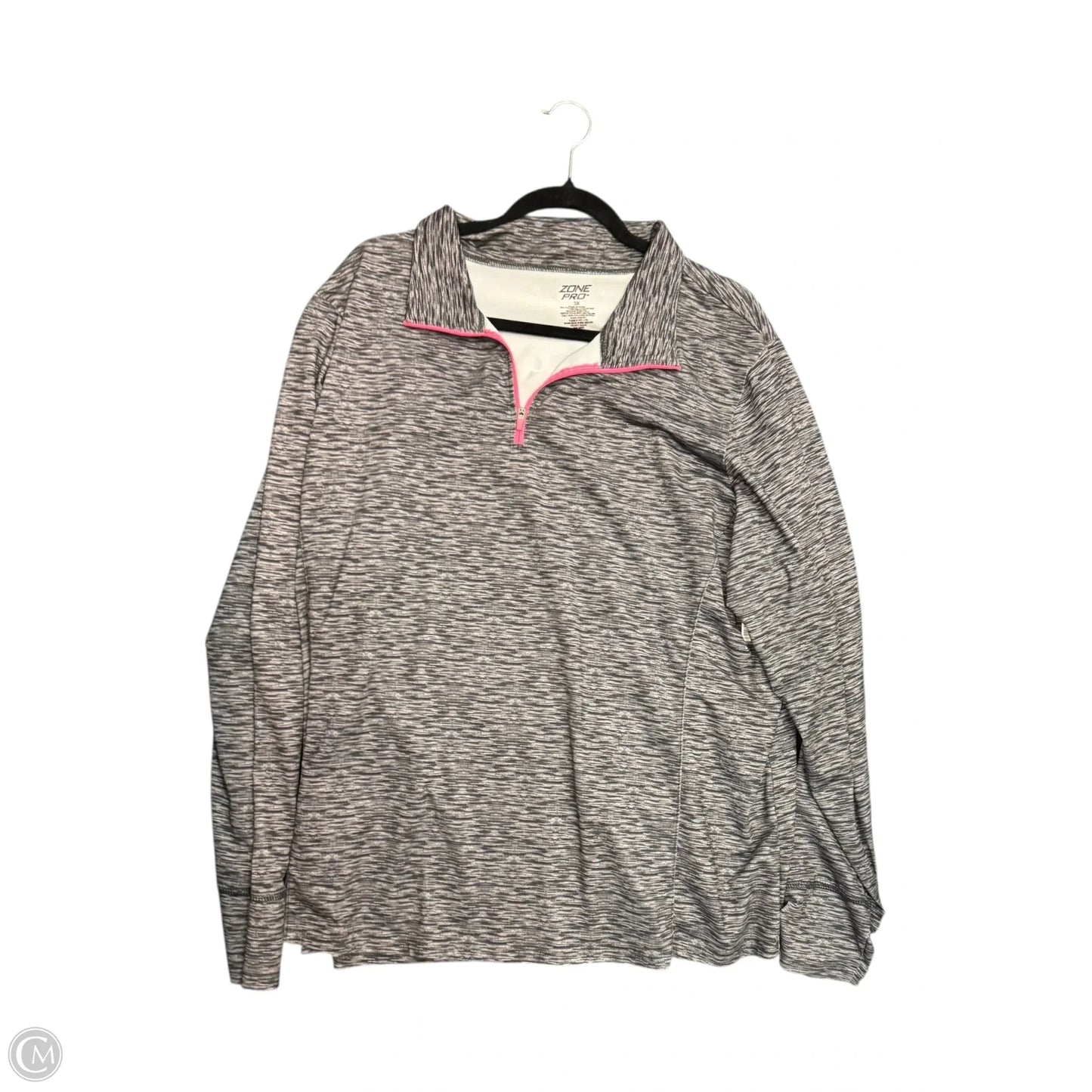 Athletic Top Long Sleeve Collar By Zone Pro In Grey, Size: 3x