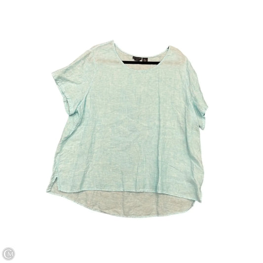 Blouse Short Sleeve By Tahari By Arthur Levine In Aqua, Size: 2x