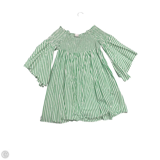 Blouse Short Sleeve By Zara In Green & White, Size: M