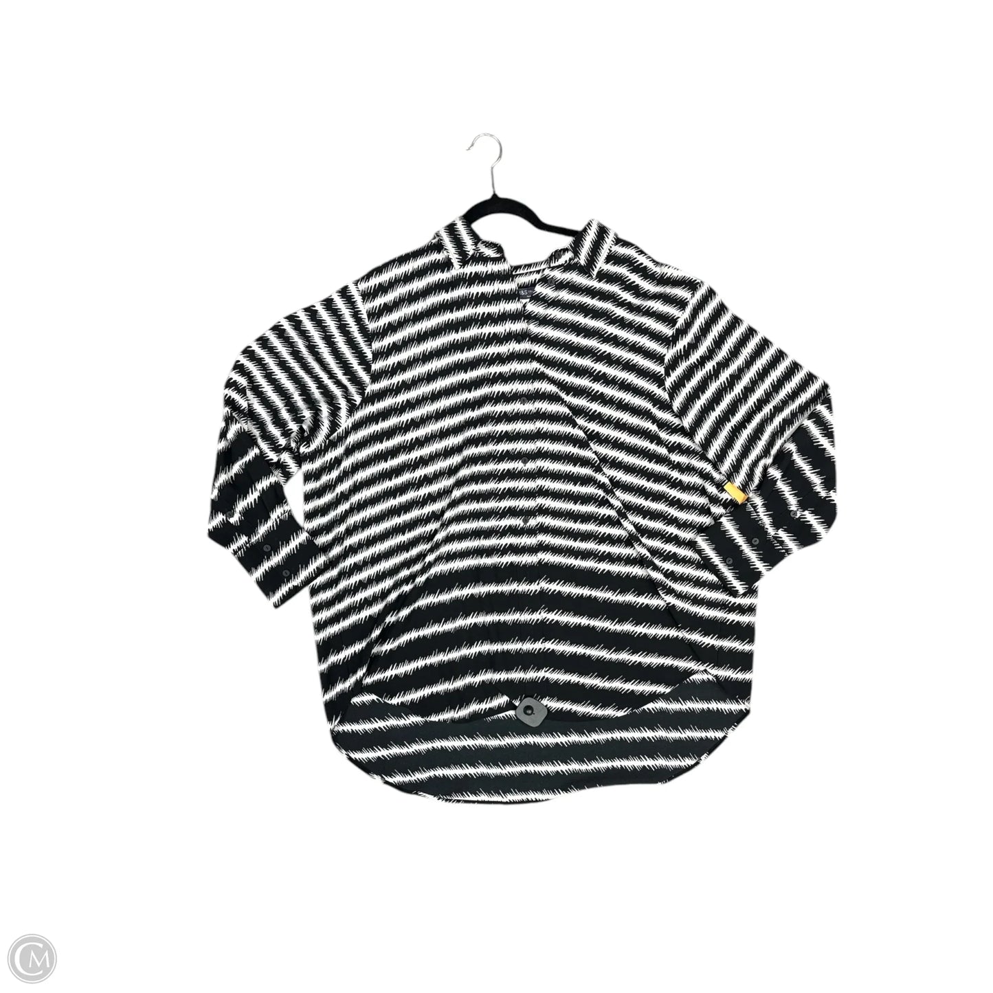 Blouse Long Sleeve By Clothes Mentor In Black & White, Size: 2x