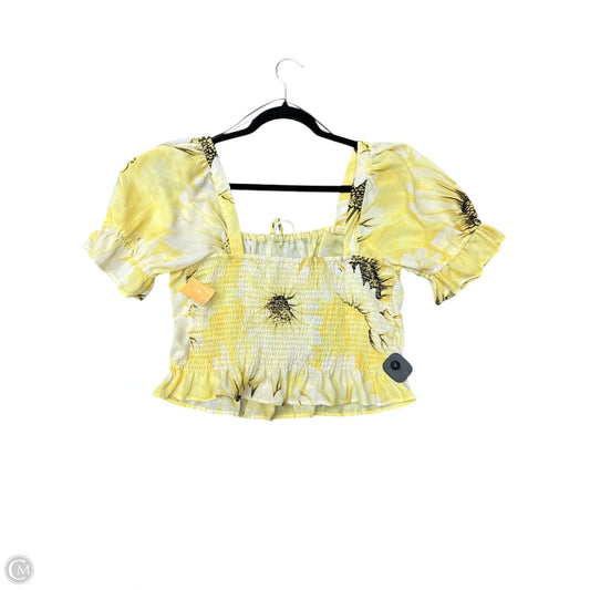 Blouse Short Sleeve By H&m In Yellow, Size: L