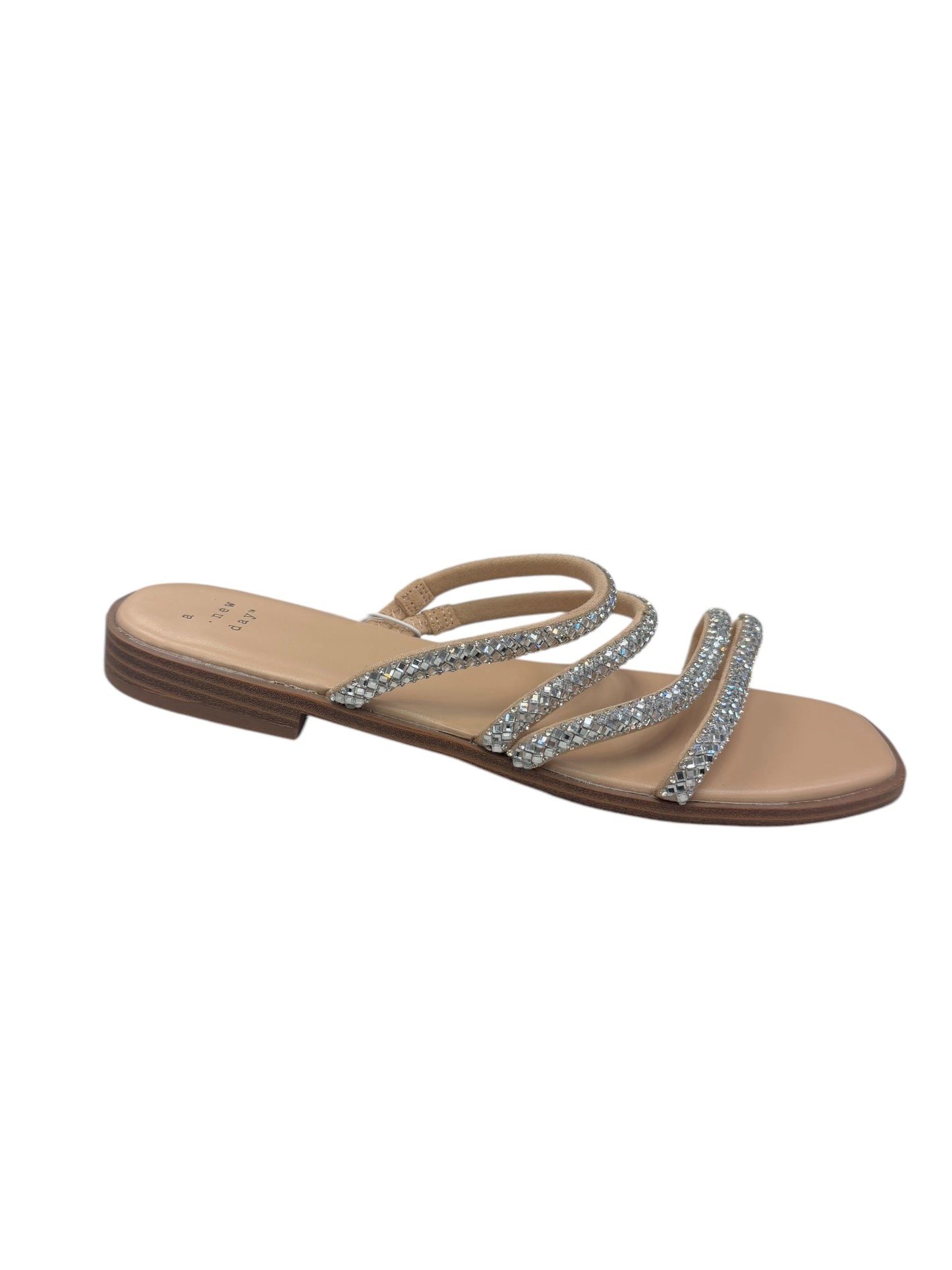 Sandals Flats By A New Day In Silver & Tan, Size: 7.5