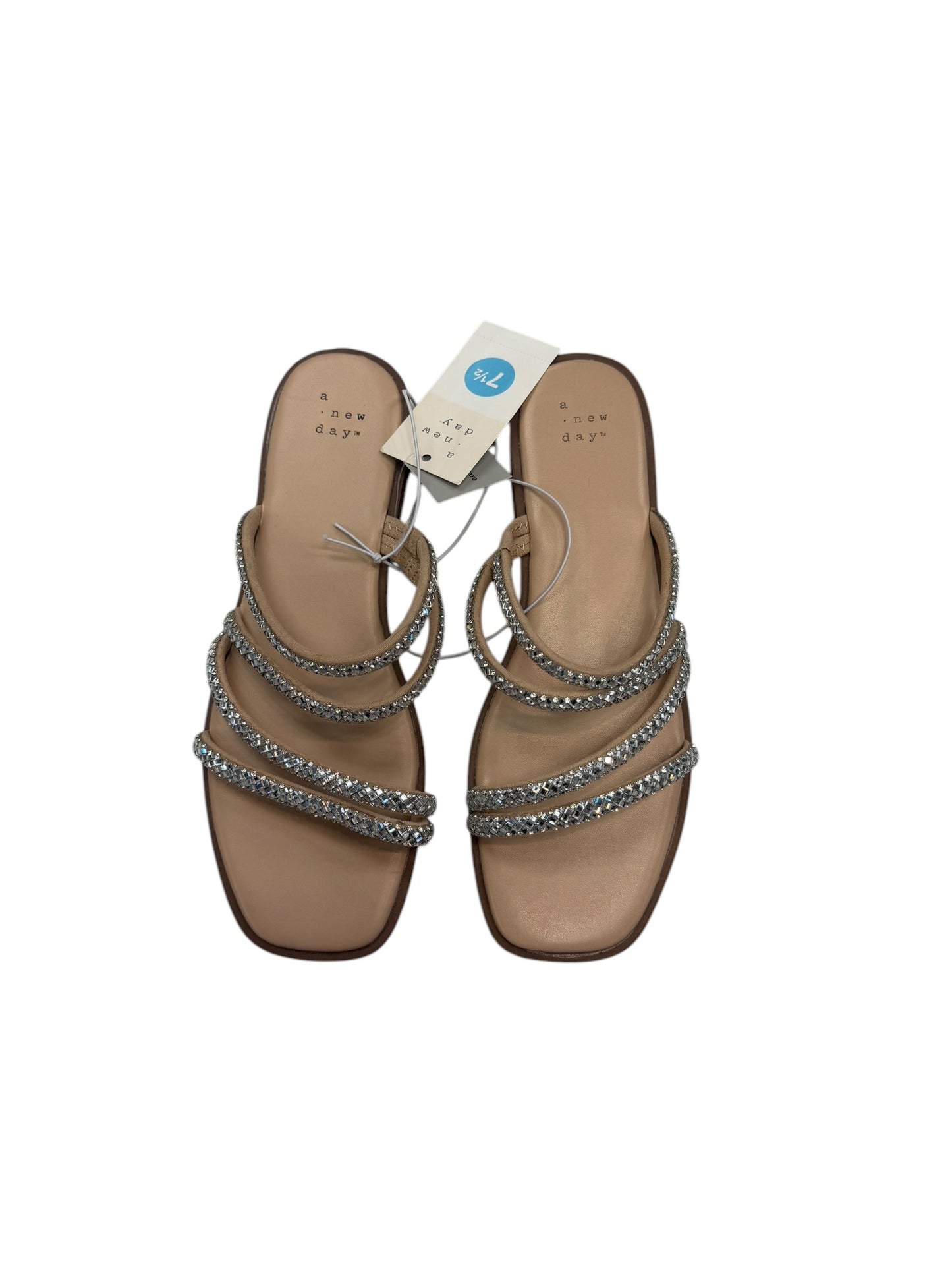 Sandals Flats By A New Day In Silver & Tan, Size: 7.5